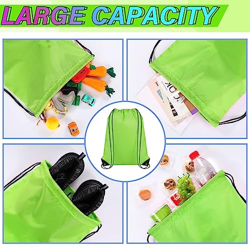 Silkfly 100 Pieces Drawstring Backpack Bags Bulk Portable Blank Cinch Storage Bags for Sports, School, DIY Gifts, Homeless, Social Assistance(Grass Green)4