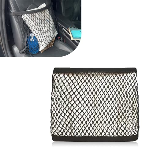 pinflaw 1 PC Car Seat Net 19.96In x 19.96In Vehicle Front Seat Organizer Universal Net Accessories for Most Cars (Black)