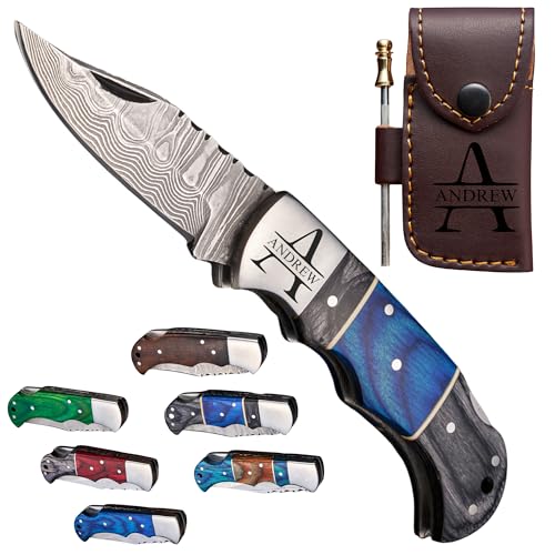 Personalized Handmade Damascus Pocket Knife...