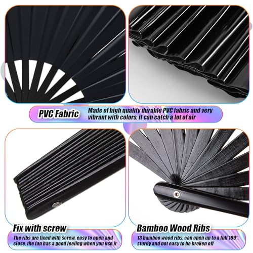 Image of Maitys Large Rave Fan Folding Handheld Fans 13'' Clap Fans for Line Dancing Clack Fan Holographic Festival Accessory for Martial Art Gift Performance, Includes 2 Pouch