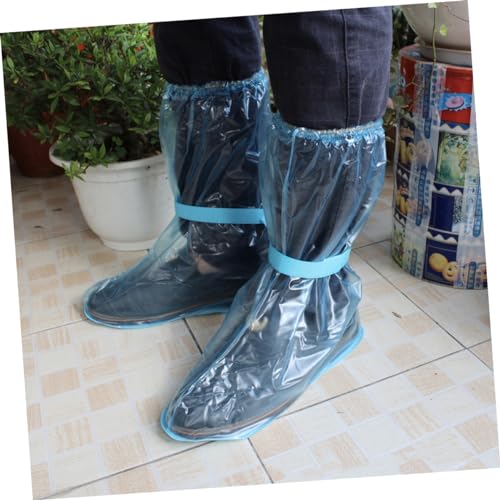 2 pares de fundas para calzado de tubo alto antideslizantes, prácticas para uso al aire libre, fundas impermeables ligeras de PVC para hombre y mujer, color azul miniatura 2