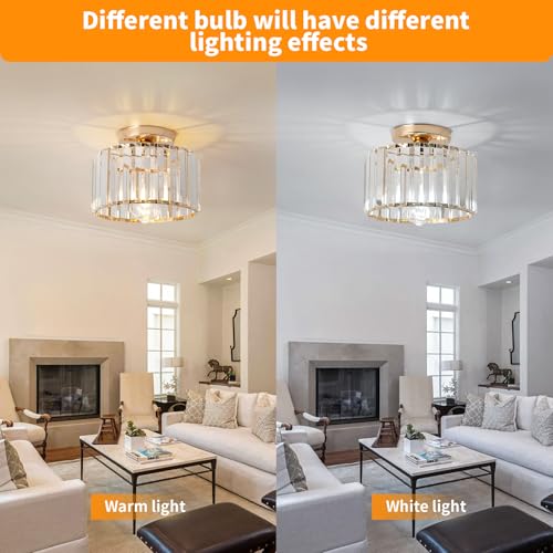 Modern Crystals Ceiling Lighting Fixtures, Gold Small Ceiling Lamp, Semi Flush Mount Ceiling Light for Kitchen Hallway Dining Rooms Living Rooms - Image 4