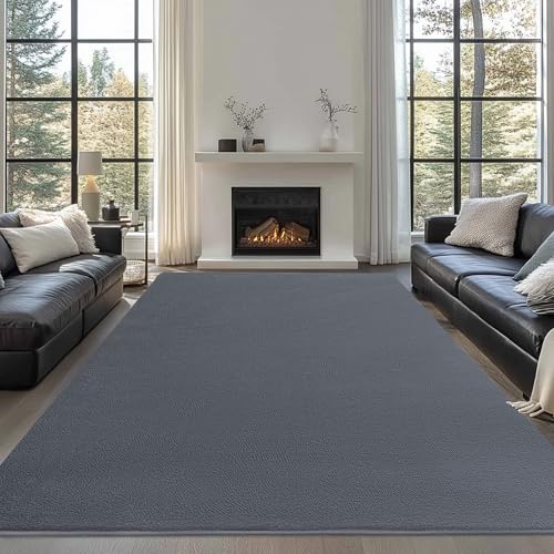 Image of Large Modern Area Rugs for Living Room Bedroom, 4x6 Feet Grey Ultra Soft Thickened Memory-Foam Indoor Rug, Comfy Aesthetic Solid Minimalist Carpets for Girls Boys Nursery Dorm Home Decor
