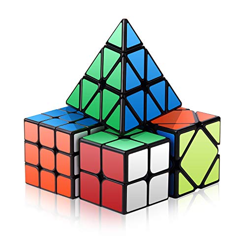 Speed Cube Set, Roxenda Magic Cube Set of 2x2x2 3x3x3 Skewb Pyramid Smooth Puzzle Speedcube
