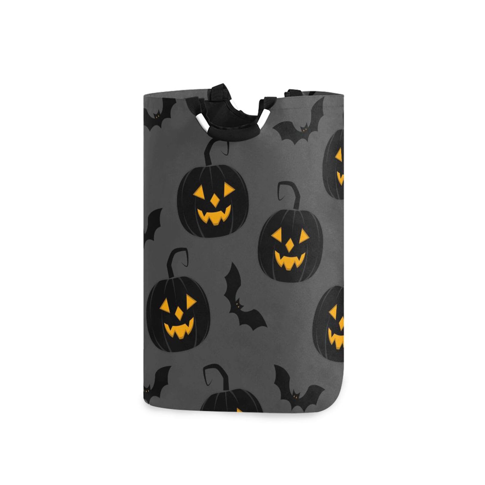Jihqo Laundry Hamper Basket Halloween Pumpkin Bat Black Collapsible Nursery Storage Bin Waterproof Clothing Baskets for Home Bedroom Bathroom Washing Room