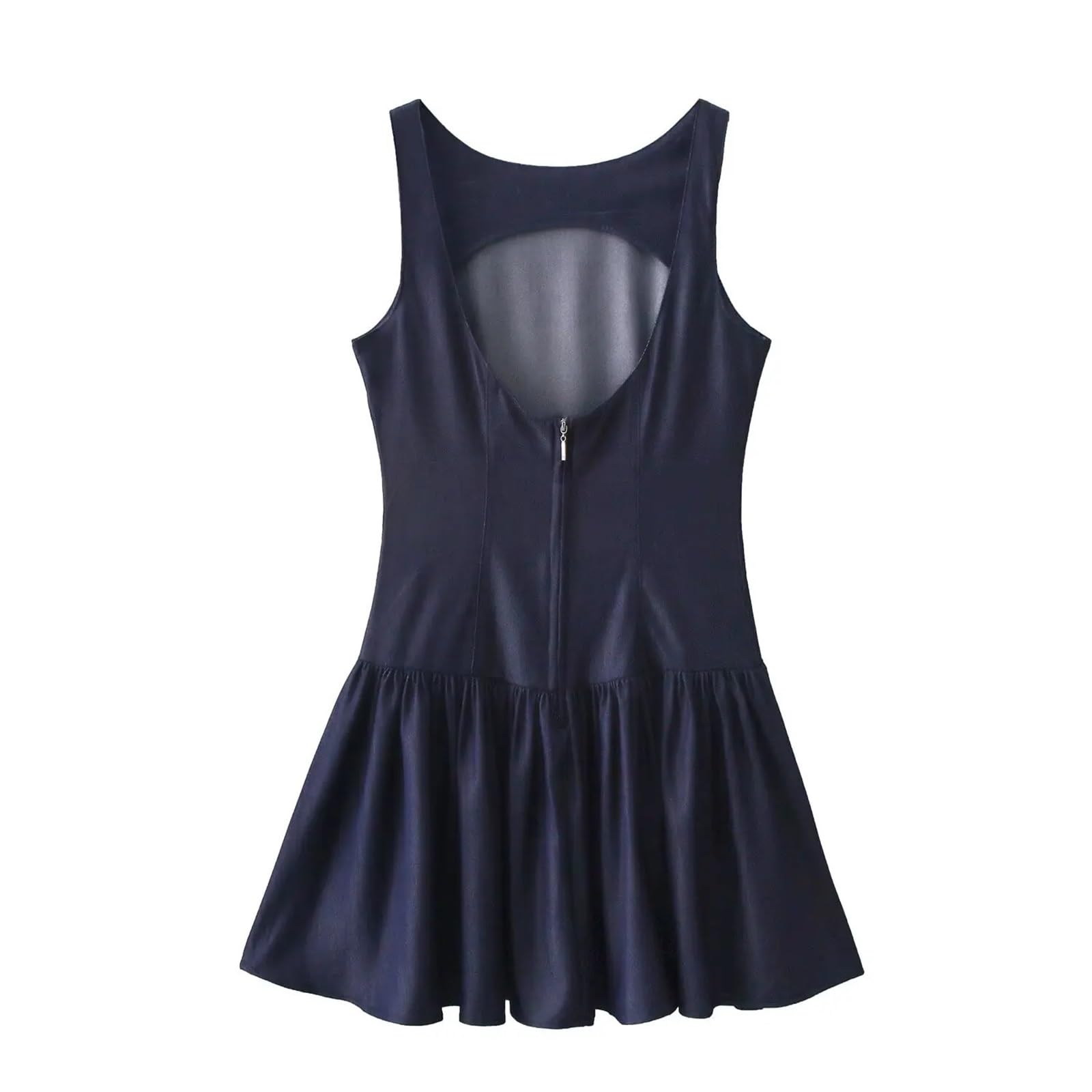 Abiti da Tennis per Donna Vestito Aderente a Strati Decorativo Senza Schienale da Donna, Primavera ed Estate(L)