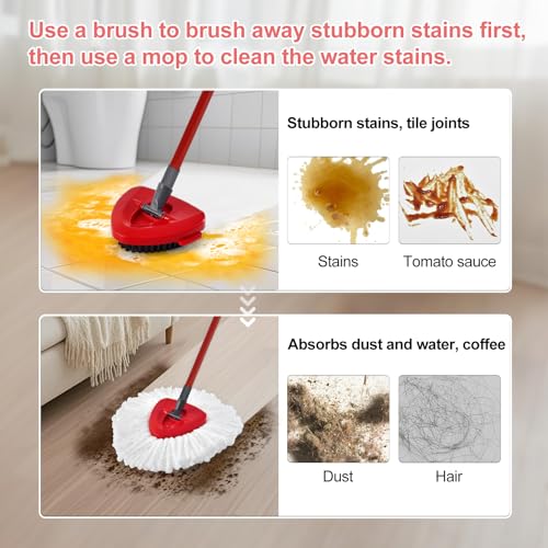 Image of Mop Replacements Heads& Handle Scrub Brush and Mop Base Combo Set Compatible with Ocedar ,3 Microfiber Mops Head, 4-Section Iron Stick 30-58in,1 Scrub Brushs and 1 Mop Base