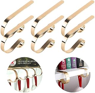 caicainiu Christmas Stocking Holder Hooks Metal Hanging Hanger Clips for Christmas Tree Fireplace Party Decoration Supplies(6 Pcs)