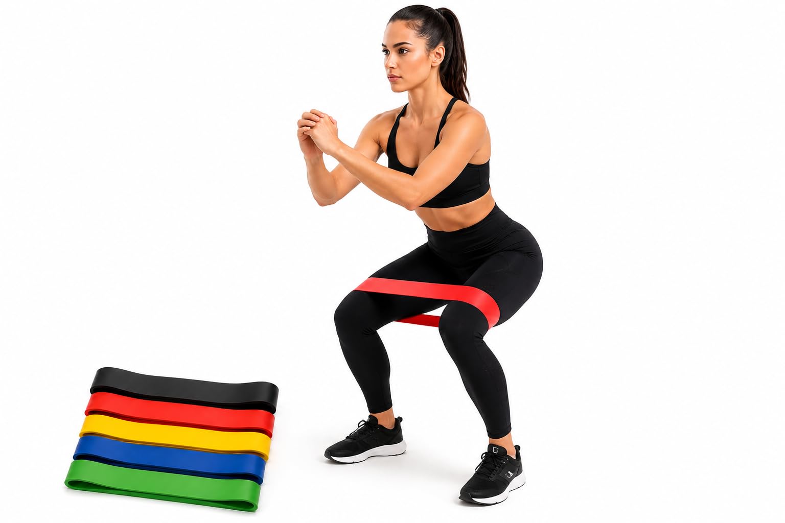 Kit 5 Faixas Elásticas Mini Band para Treino Funcional Pilates alongamento fisioterapia
