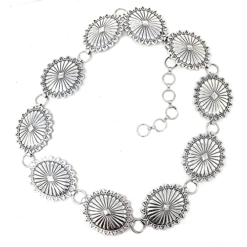 Western Concho Fashion Chain Belt Western Flower Concho Adjustable Size Large3