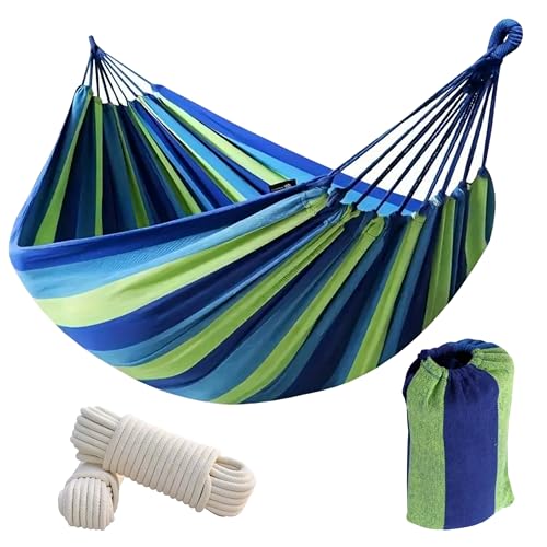 Hamac double 260 x 160 cm - Hamac de jardin brésilien avec sac de transport - En coton - Balançoire d'extérieur pour 2 personnes - Charge maximale : 200 kg