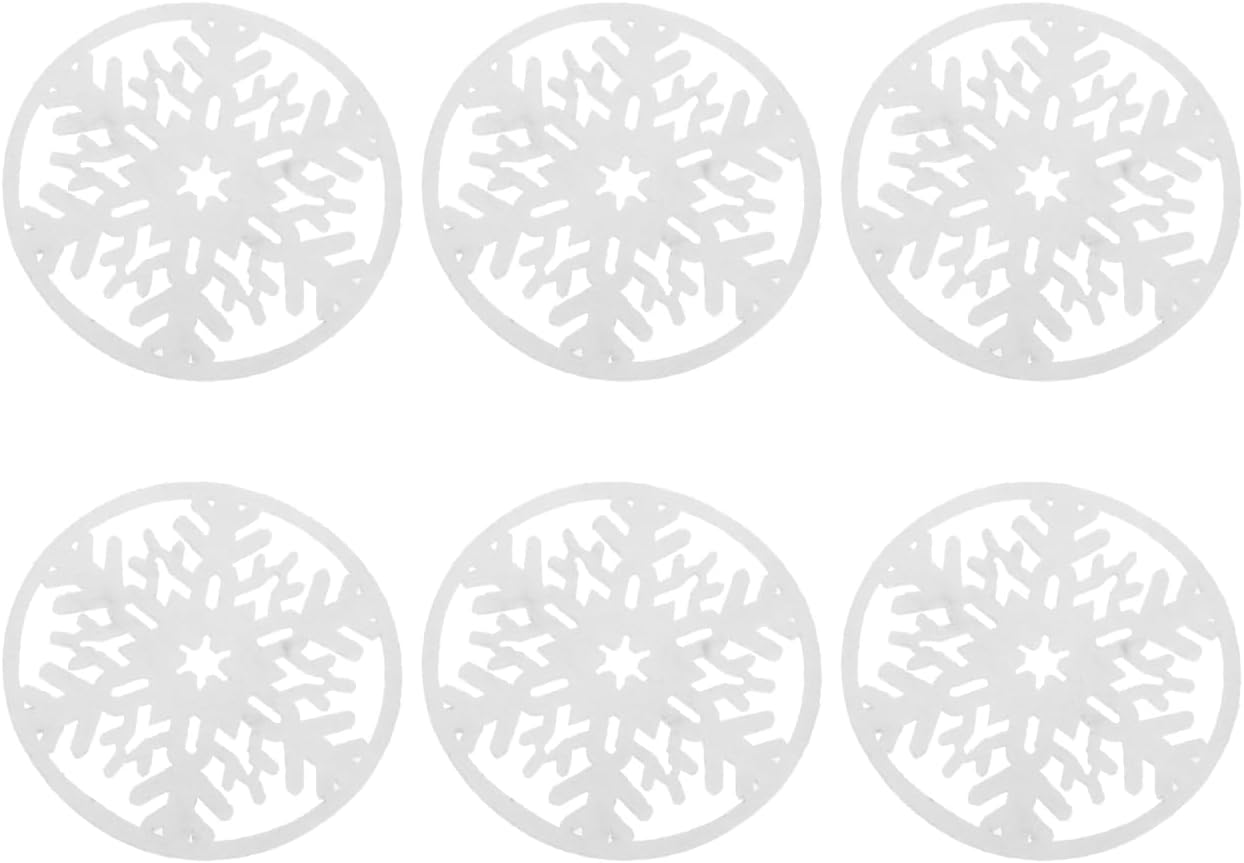 6pcs Christmas Snowflake Coasters Cup Pad Cup Mat Xmas Felt Coaster Christmas Cushion for Home Round