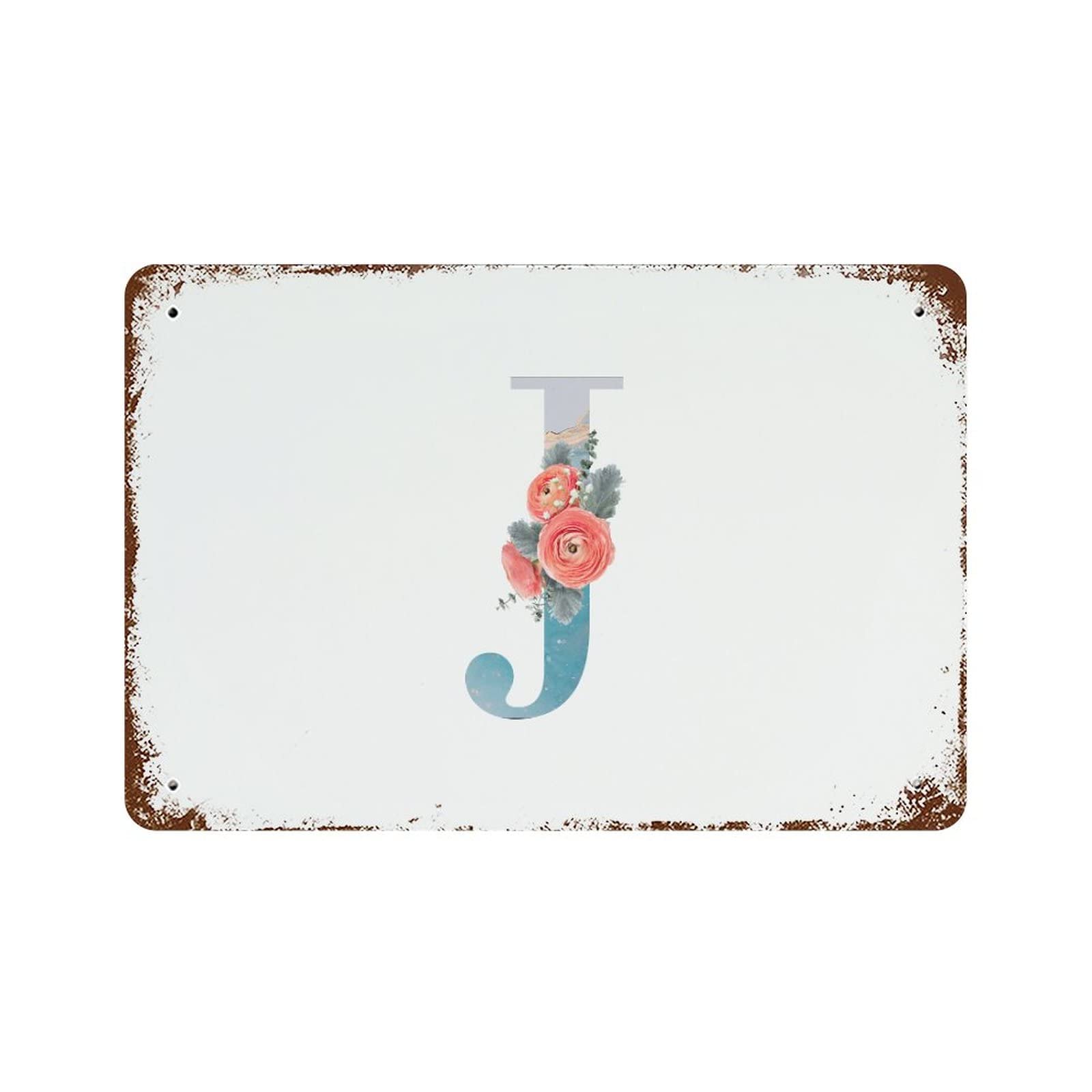 Lettre J en aluminium monogramme floral idee cadeau deco homme et femme