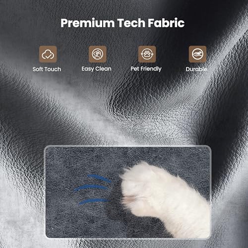 Image of Big and Tall Office Chair, Flip Armrests for Pets & Cross Legged Sitting, Executive Ergonomic Computer Gaming Chair with Foot Rest, Premium Tech Fabric Wide Seat Reclining Desk Chair