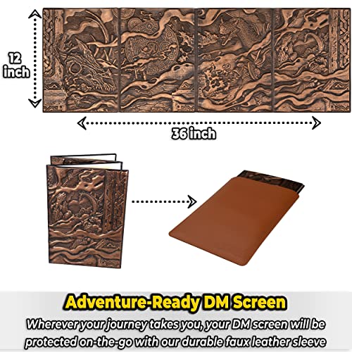 Dnd Dm Screen 5E - D&D Dungeon Master Screen 3D Faux Leather With Customizable Inserts - Dungeons And Dragons Gm / Game Master Accessories Gift For Man Or Woman. Hide Your Dice Rolls, Maps & Books #TOP3