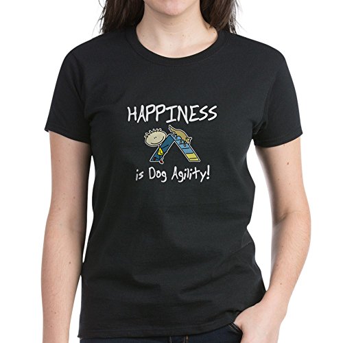 CafePress Happy Agility Dog Women's Dark T Shirt Womens Cotton T-Shirt Black