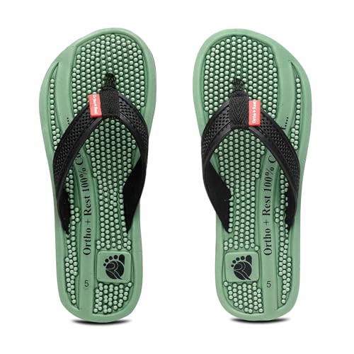 Image of Ortho + Rest Men's Flip Flops with Acupressure Footbed | Soft Doctor Slipper for Pain Relief | All Day Wear Slipper | Stimulate Blood Circulation, Relieve Foot Tension and Relaxation