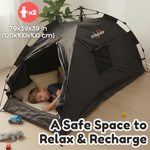 Ultrapopp Sensory Tent for Kids, Instant Easy Setup & Pack Blackout Calming Tents for Autistic Children, Play and Sleep Tent for Autism ADHD SPD OCD, for 1-3 Person 39x79 in - Image 2