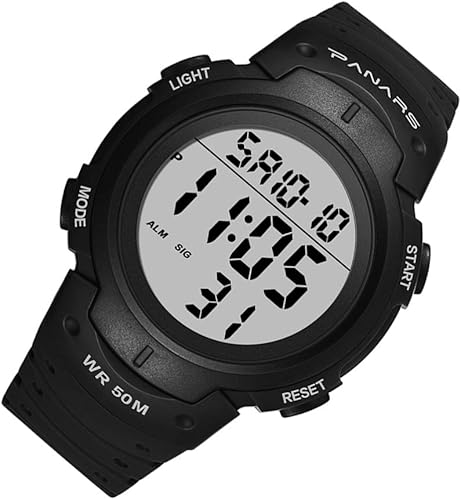 Miniatura 3 de Hemobllo - Reloj deportivo digital resistente al agua, cronómetro, luminoso, para exteriores, militar, con calendario, para hombre