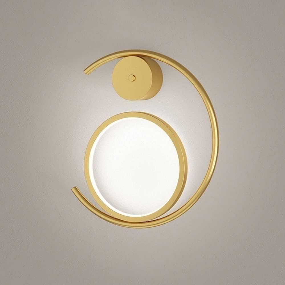 Złoty kinkiet ścienny 13 W LED Okrągły pierścień Dekoracyjne oświetlenie ścienne | Współczesne minimalistyczne geometryczne kinkiety | Kinkiety do wnętrz Salon Corr