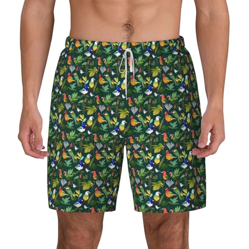 Short de bain homme imprimé oiseaux tropicaux séchage rapide léger et respirant pour le sport