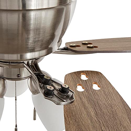 Hampton Bay Sidlow 52 in. Indoor LED Brushed Nickel Hugger Dry Rated Ceiling Fan with 5 QuickInstall Reversible Blades and Light Kit, (52151)