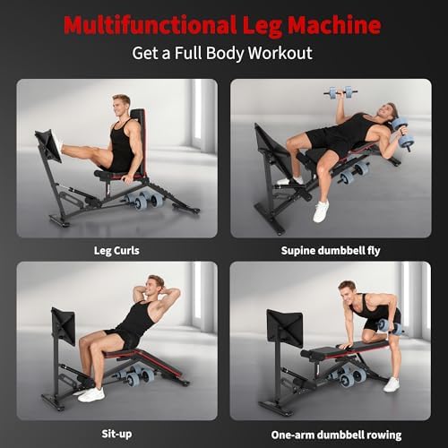 PASYOU Leg Press Machine, Adjustable Weight Bench with Leg Extension, 1300LBS Weight Capacity Leg Press Machines for Home Gym Full Body Exercise, Leg Workout Equipment with Dumbbell Rack - 5