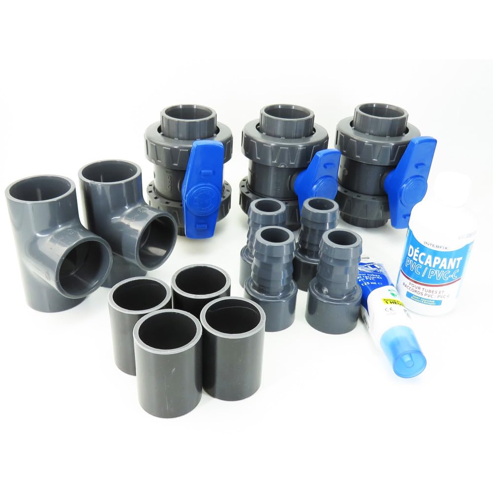 jardiboutique - Kit by Pass en ø 38 mm - Colle et décapant en Plus pour Piscine.