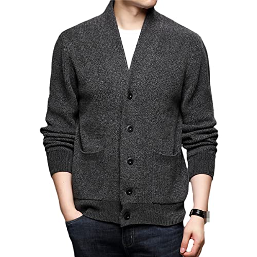 Cardigan d'automne et d'hiver pour homme tricoté épais et chaud avec poches pratiques