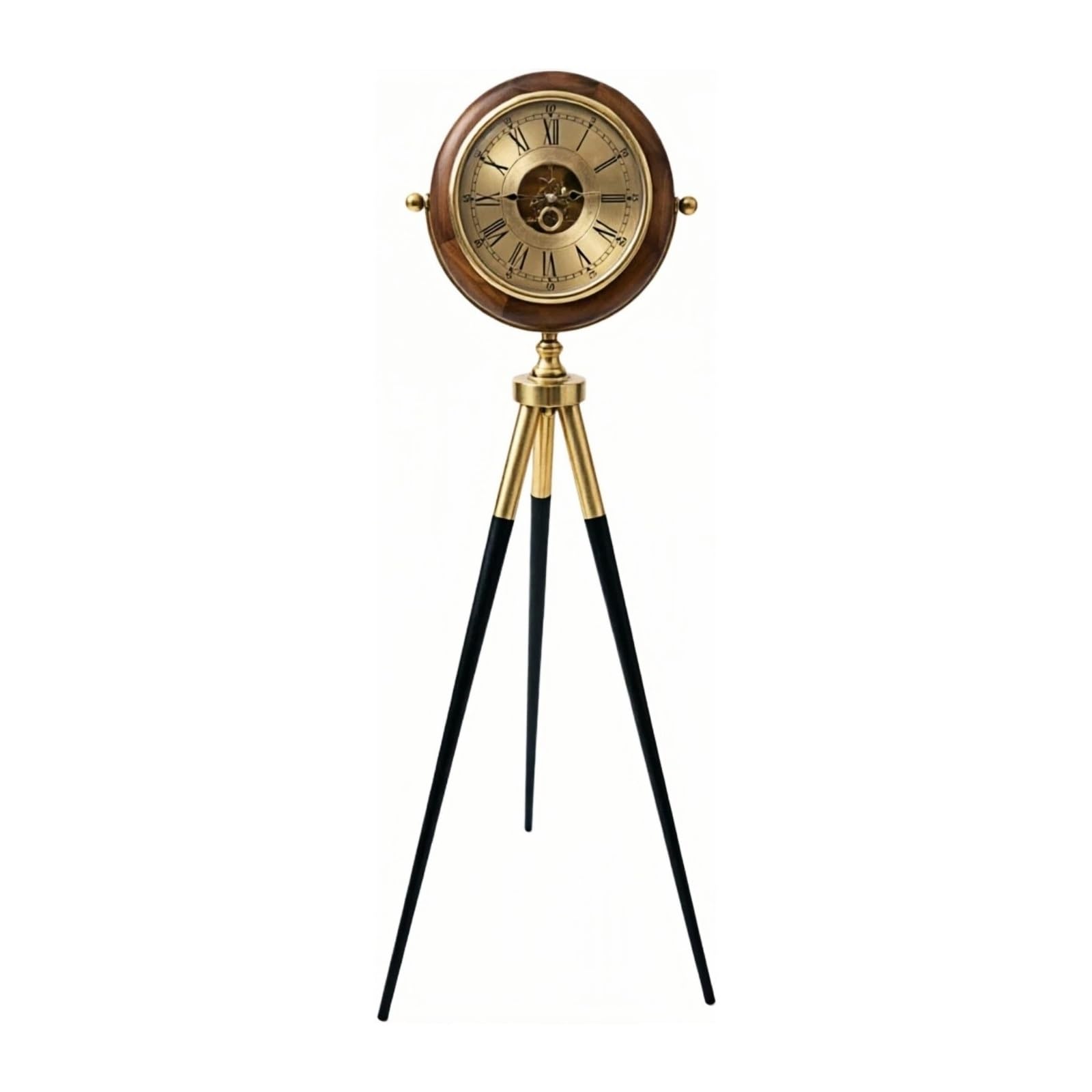 WANGHAI-666 Grandfather Clocks Metal Floor Clock Tripod Mechanical Quartz Silent Roman Numeral for Home
