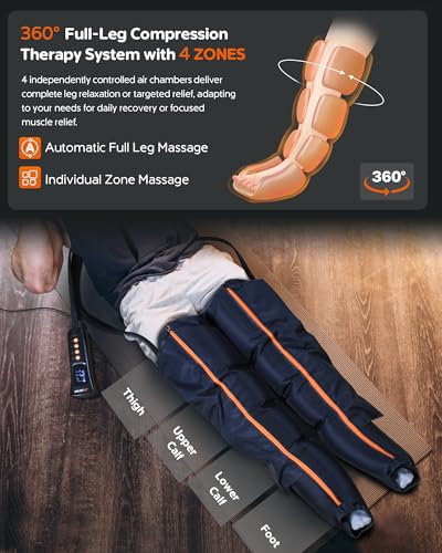 Botas de compresión JZBRAIN para piernas completas, masajeador de compresión para circulación | Sistema secuencial de recuperación para alivio de fatiga, 6 intensidades, 6 modos, 3 temporizadores, ideal para atletas, corredores y gimnasio miniatura 3