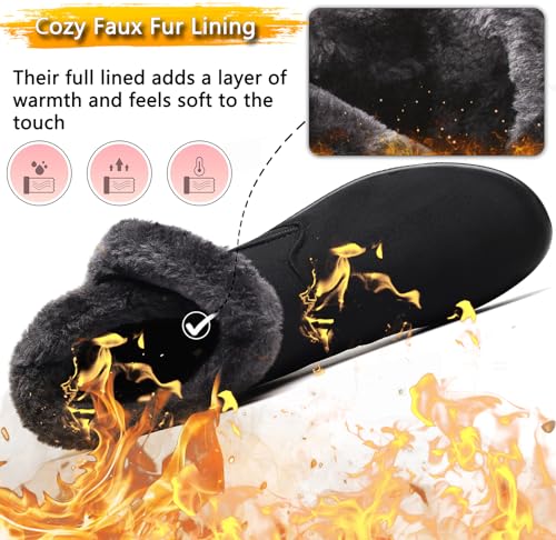 Vunavueya Zapatos Invierno Mujer Botas de Nieve Forradas Calientes Zapatillas Botines Planas Con Cremallera Casuales Boots para Mujer Negro 39 EU/250CN - imagen 2