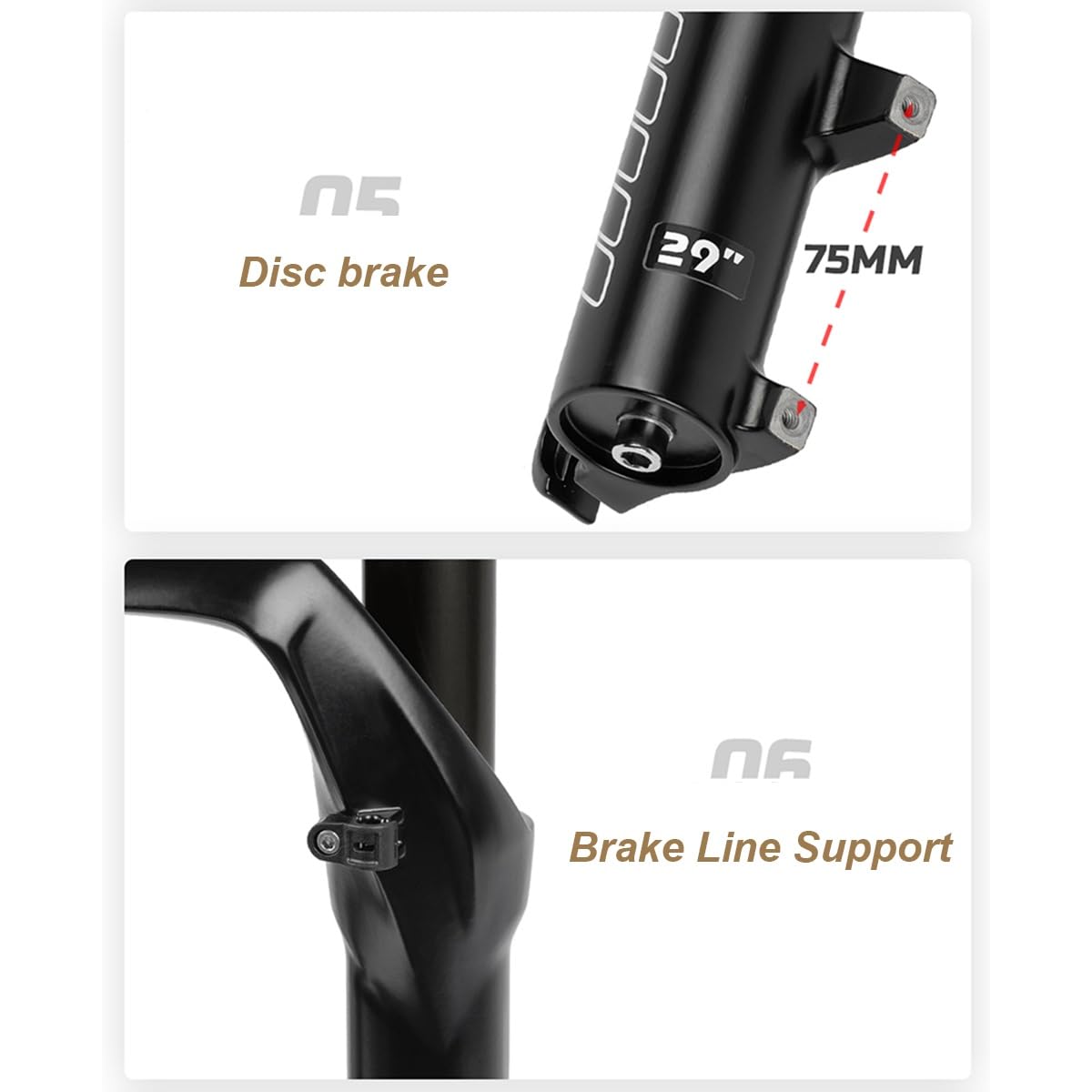 Widelec rowerowy MTB 26 27,5 29 cali amortyzowany pneumatycznie widelec do rowerów górskich amortyzator 160 mm QR 9 * 100 mm prosta rura stożkowa 1-1/8 regulacja amortyzacji (czarny, 26 cali)