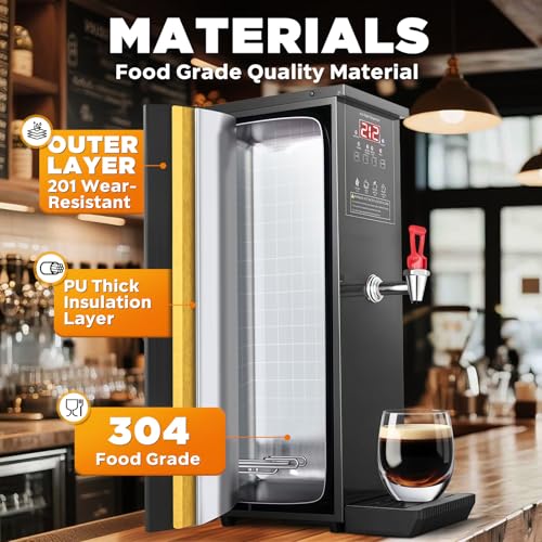 Image of Commercial Hot Water Dispenser 30L /Hour Hot Water Boiler Countertop Auto-filling Water Hot Water Machine Step-heating 104-212F Adjustable for Boba Tea Office Restaurant Hotel Black 1500W