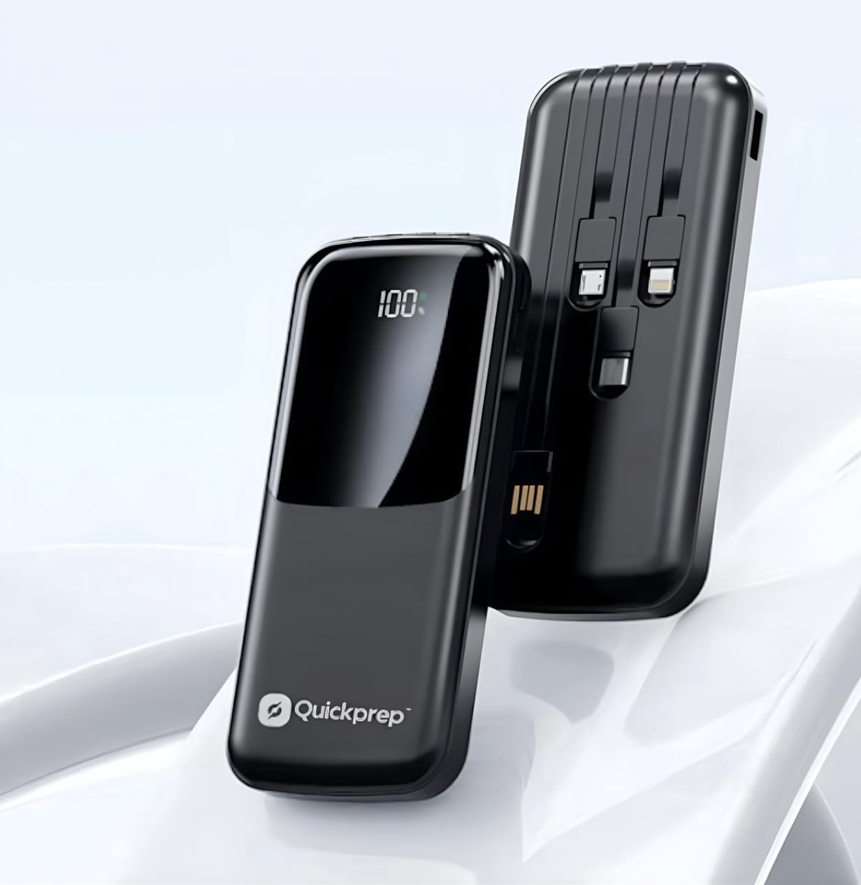 Power Bank 20000mAh 22.5W Carga Rápida – Batería Externa con 4 Cables Integrados, Pantalla LED, USB-C y USB-A, Carga 5 Dispositivos a la Vez – Cargador Portátil para iPhone, Samsung y Android