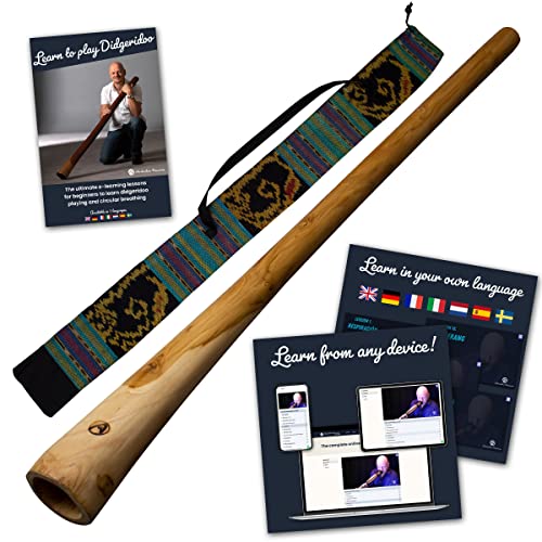 Australian Treasures - Didgeridoo de madera 130cm incluyendo curso online Didgeridoo y respiración circular