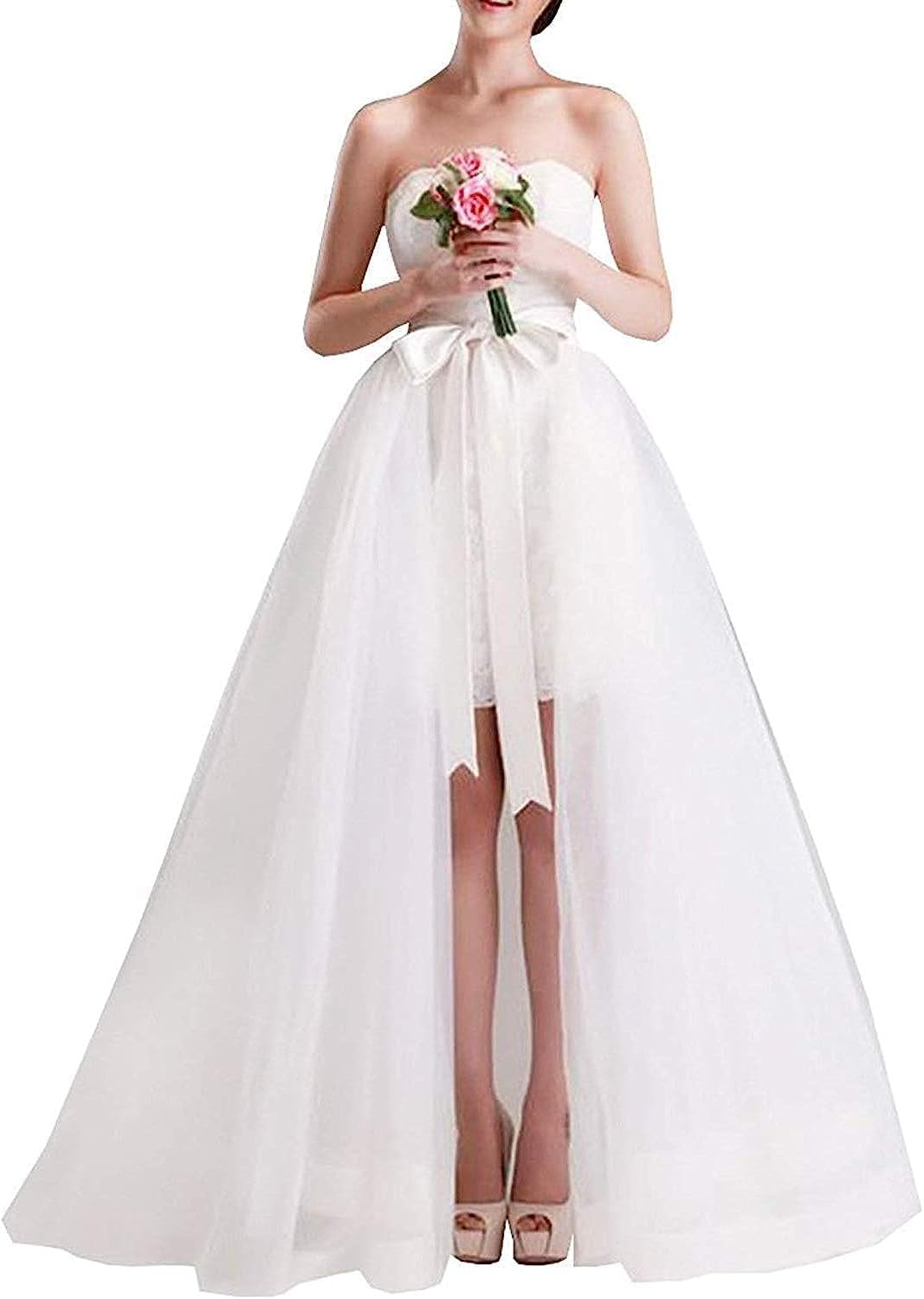 YULUOSHAHigh Low Steampunk Swallowtail Skirt Bridal Wedding Tulle Skirt for Women Maxi Long Floor Length