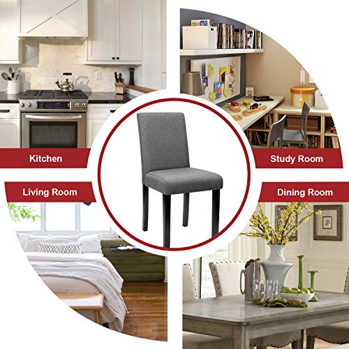 Furniwell Dining Chairs Fabric Upholstered Parson Urban Style Kitchen Side Padded Chair With Solid Wood Legs Set Of 4 (Grey) #TOP3