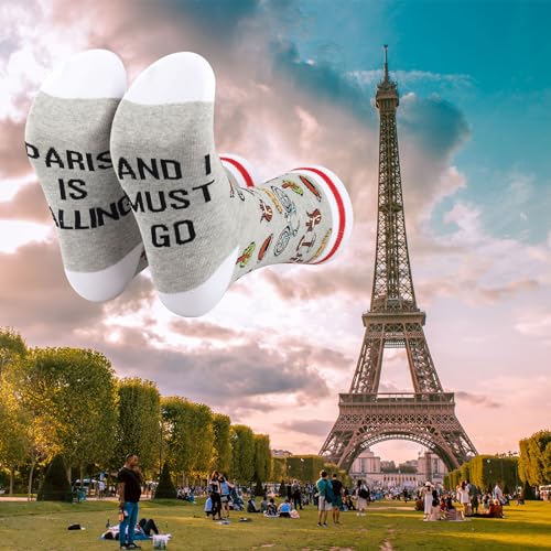 GJTIM Paris Trip Vacation Socks - Novelty Paris Is Calling I Must Go - France Vacation Gift for Her4