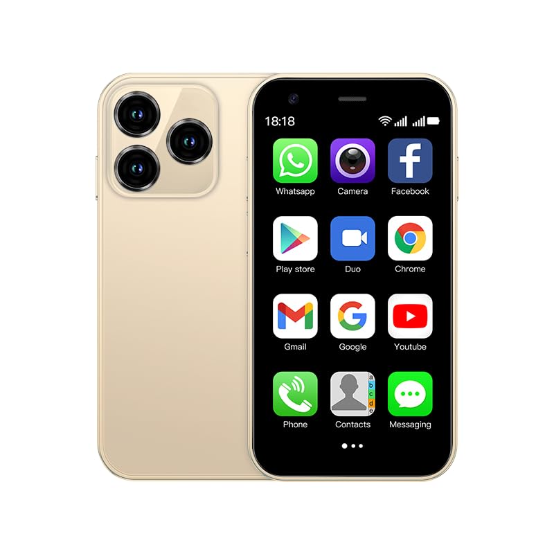 CatCalls Mini Smartphone Unlocked 4G Mobile Phone, 3.0 inches,32GB【Expandable up to 128GB】,Dual SIM Dual Camera, Android 10.0,Support WiFi Bluetooth Backup Phone (XS15-Gold)