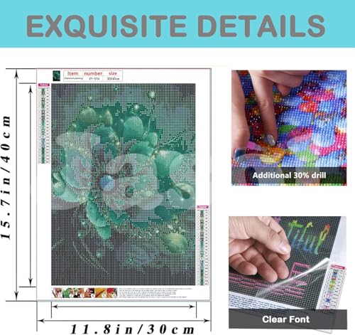Image of Jasol Diamond Painting Kit, 40x30 Cms, Full Drill, 5D Crystals, Home Wall Decor Gift Set (Flower of Uranus M45606)