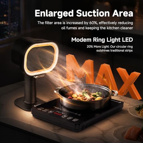 Image of Portable Range Hood, 4-Speed Desktop Exhaust Fan with adjustable Height