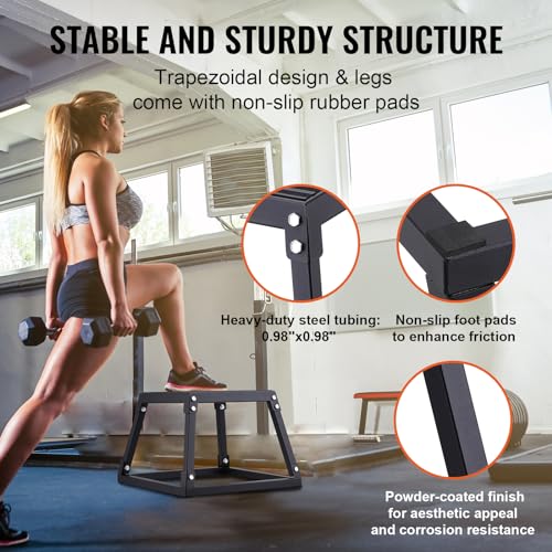 VEVOR Plyometrische Sprungbox, 305 mm Plyo-Box, Plyometrische Plattform Plyobox Schwarz, Rutschfeste Fitness-Übungs-Step-Up-Box für Heimtraining, Konditions-Krafttraining, Oberschenkel Trainieren