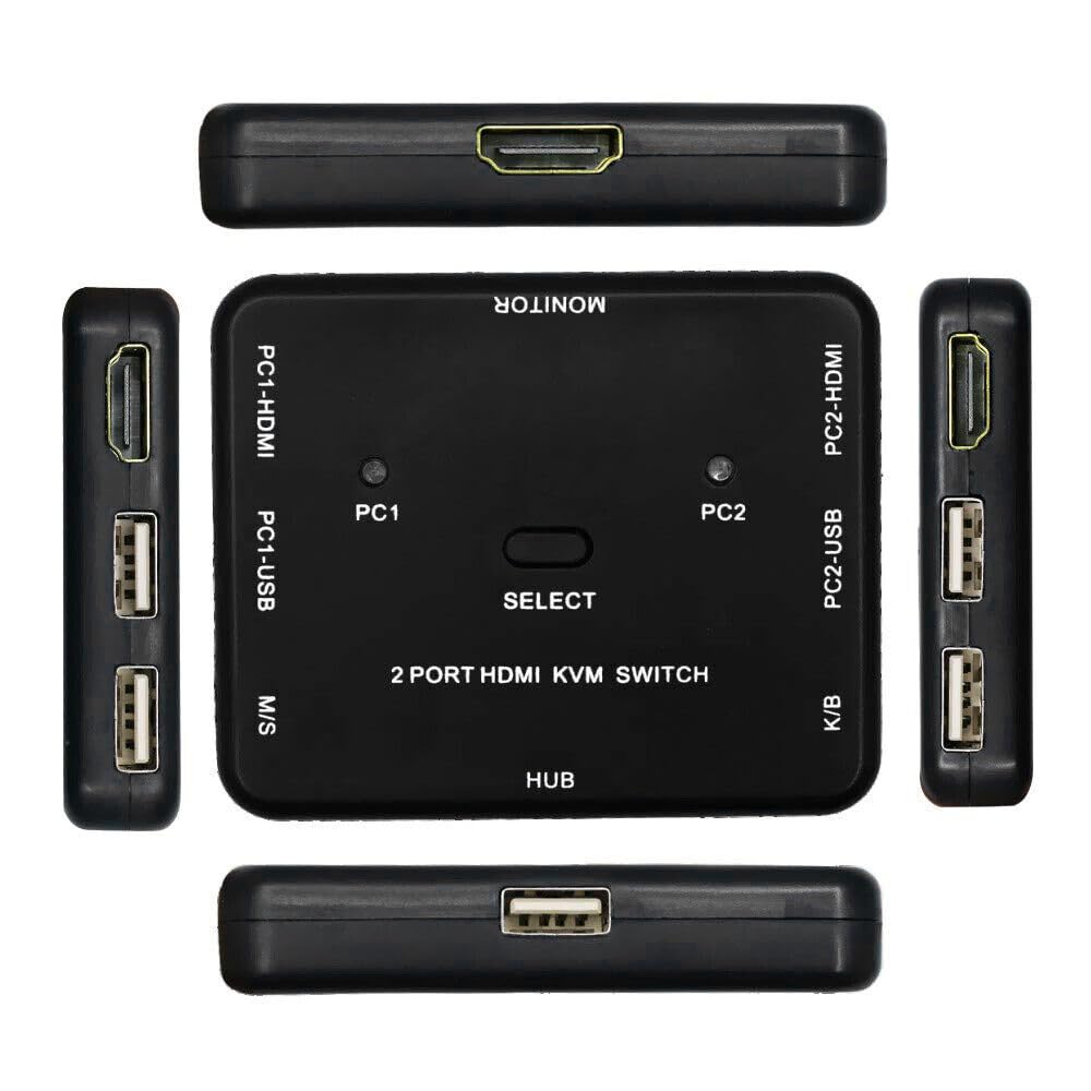 ULTRABYTES 2 Port HDMI Switcher 2 Port USB KVM Switch 2 in 1 Out HD Switch USB Keyboard Mouse Sharing Device for Computer, PC, Laptop, Desktop, Monitor, Printer, Keyboard-picture-29