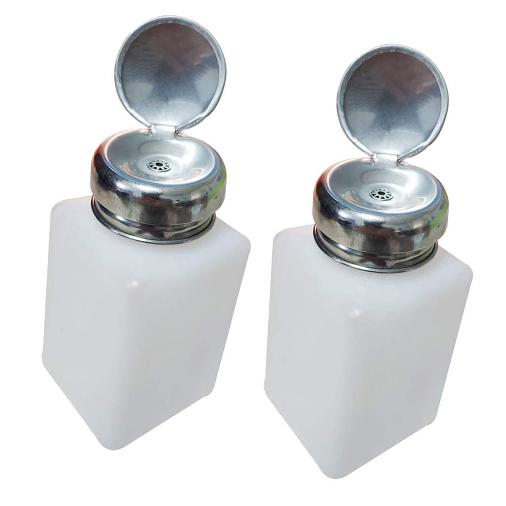 Esquirla 2 Pieces Nail Polish Remover Bottle Lockable With Cap Nail Pump Bottle Liquid Press Pumping Dispenser Bottle ml