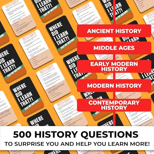 Image of QUOKKA Trivia Card Games for Adults with 500 Questions - History Board Games for Adults, Teens and Families - Trivia Cards with Answers - Fun Party Game for Family Game Night