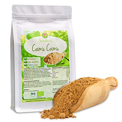 Naturherz BIO Camu Camu Pulver - Natürliches Vitamin C - hohe Bio-Verfügbarkeit - für Smoothies, Proteinshakes, Joghurt, Müslitopping, uvm. - vegan - 250 g Cover