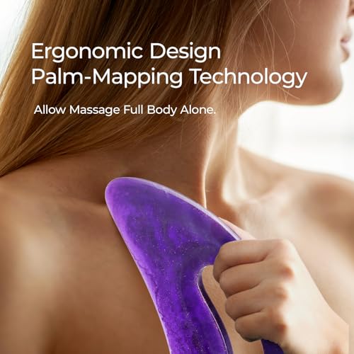Image of Scienlodic 3 Pcs Gua Sha Massage Tools for Face & Body (Purple, Resin) - Scraping Tools for Back, Legs & Muscle Relaxation, Guasha Facial Tool for Jawline Contouring & Puffiness Reduction