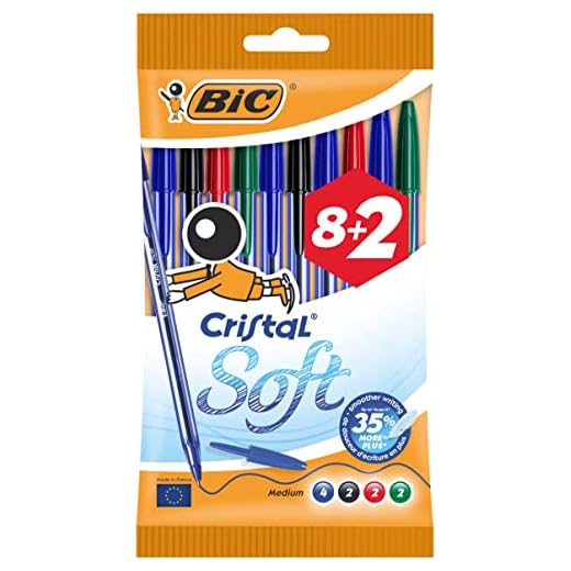 BIC Cristal Soft Stylos-Bille - Couleurs Assorties, Pochette Format Spécial de 10