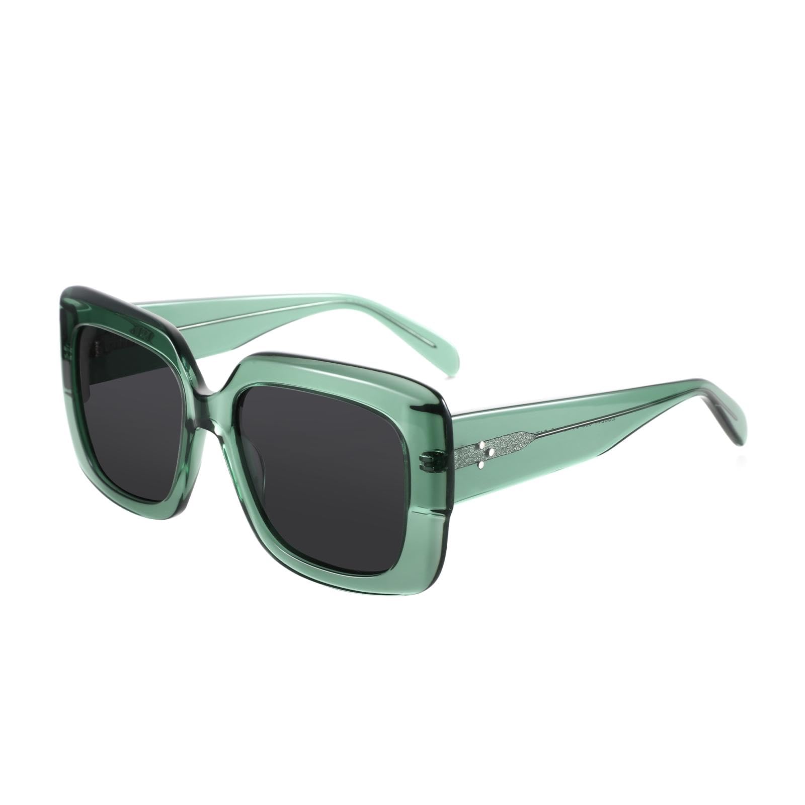 Gafas de sol polarizadas rectangulares grandes para mujer, montura gruesa, acetato UV400, tonos de moda